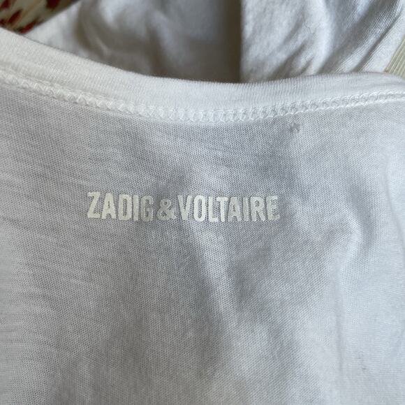Zadig & Voltaire Brooklyn Strass White Skull Cotton Tshirt Sleeveless Top XS 0 2 - Picture 5 of 15